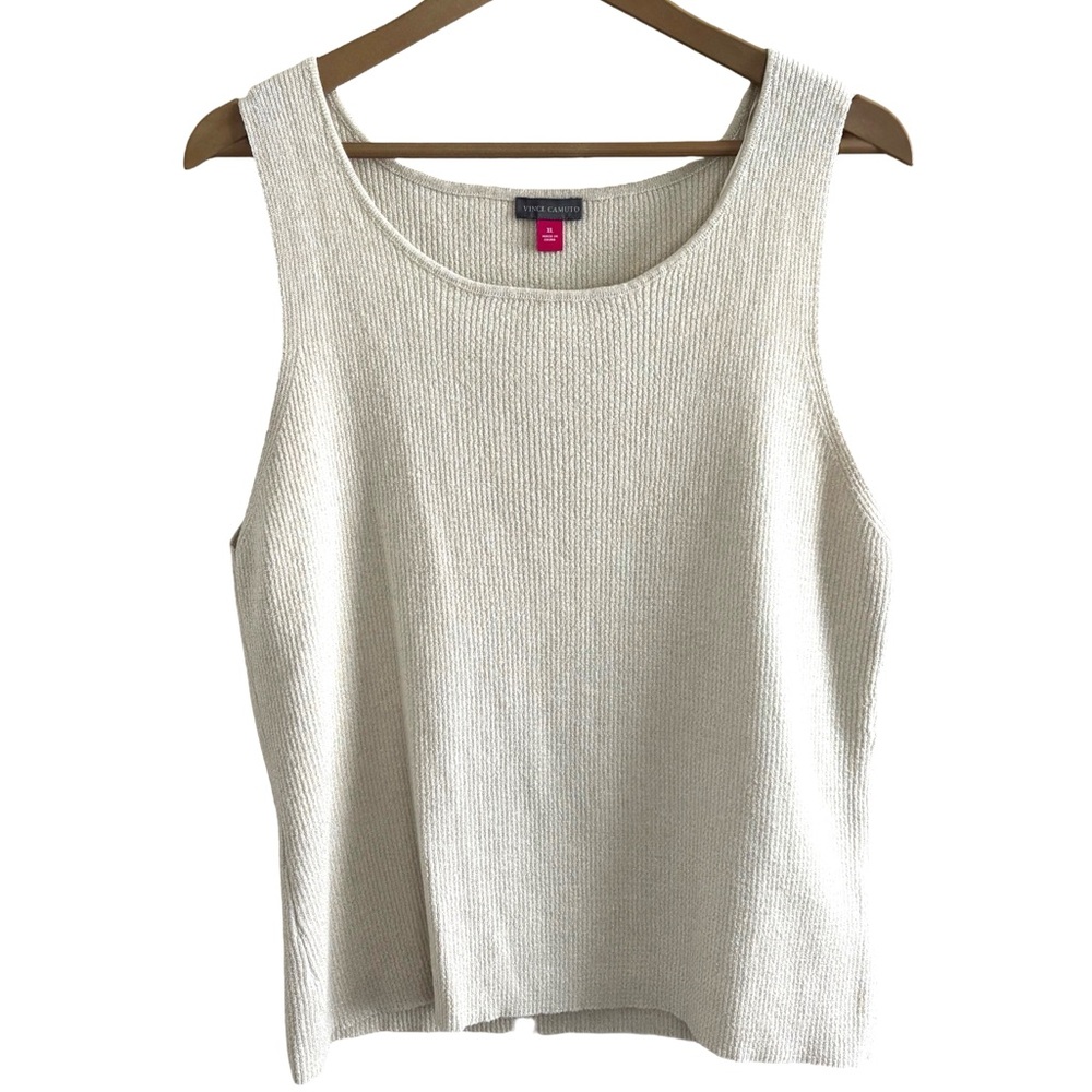 Vince Camuto Ivory + Gold Weave Tank